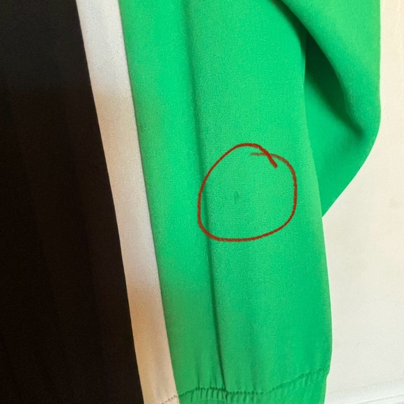 BCBGMaxazria Iona Dress Color-block Shoulder Slits Pleated Midi Medium - Picture 8 of 9